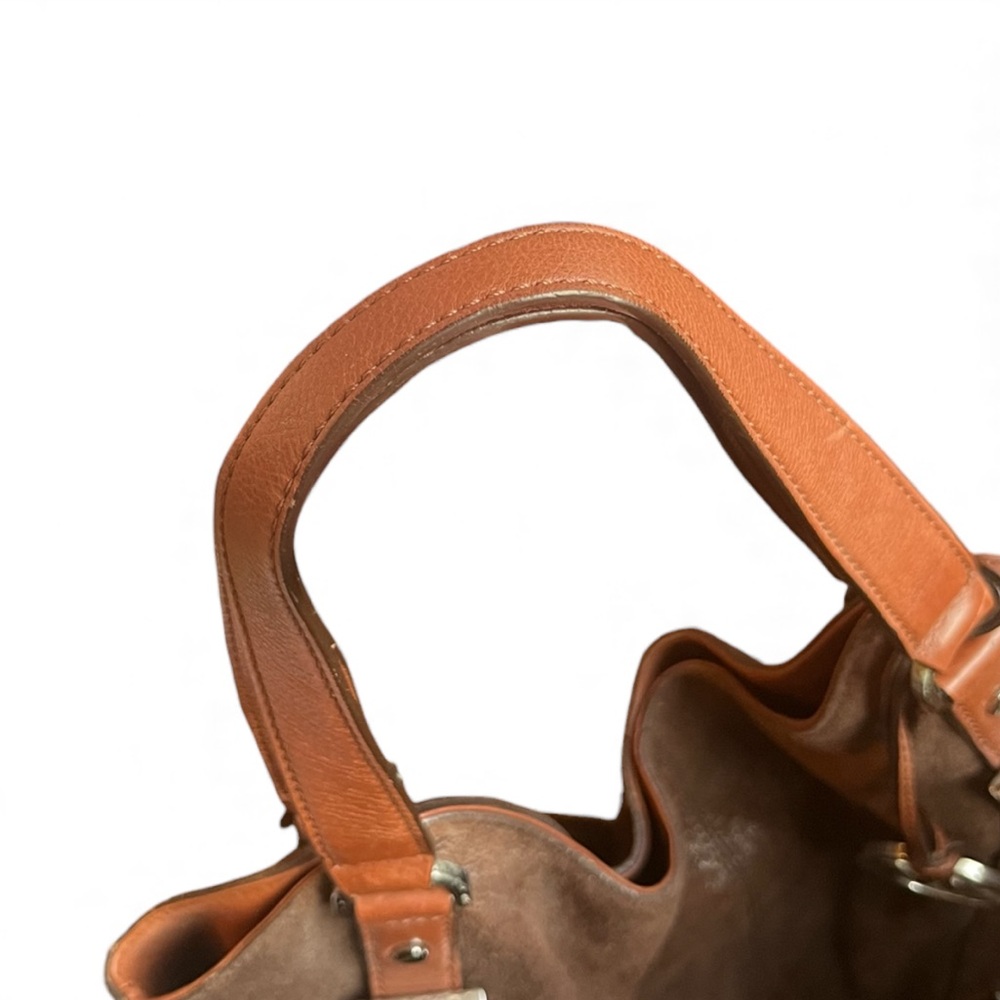 Michael Kors Brown Leather Distressed MILO Tote Bag | Vintage - Picture 4 of 10